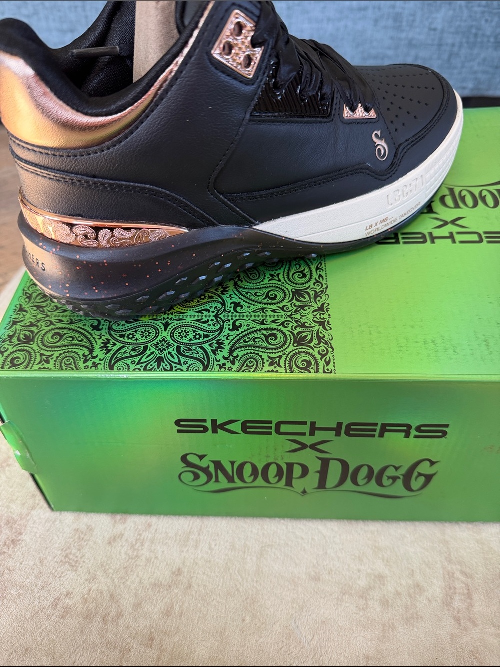Skechers Black Sneaker with Rose Gold Details